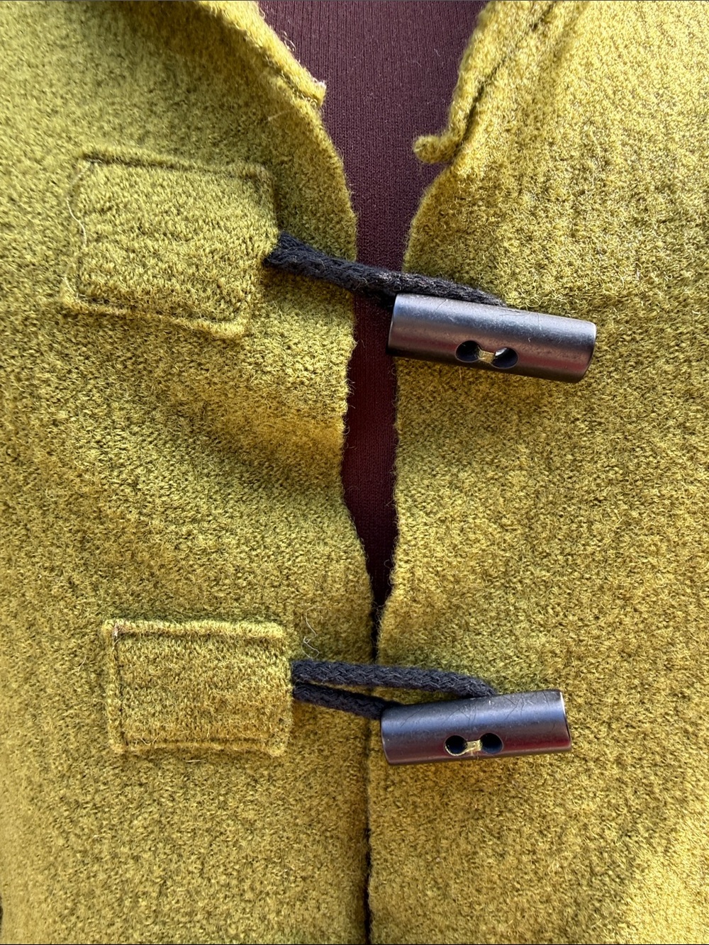 Eva Tralala Paris chartreuse 100% boiled wool toggle French style jacket Size S - Picture 2 of 14